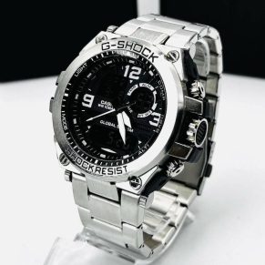 Relógio Gshock Linha Diamante Steel no Atacado – Prata e Preto – Pulseira de Aço + Caixa