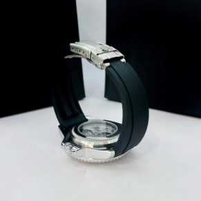 Relógio Rolex Yacht Master 1ª Linha No Atacado – Prata, Branco e Preto – Pulseira de Borracha