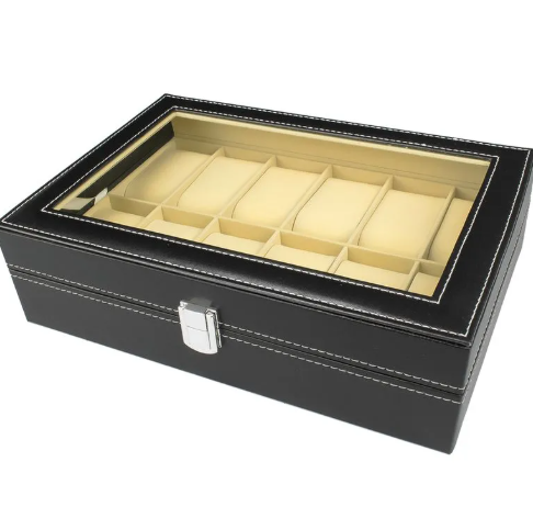 Estojo para 12 Relógios em Couro Ecológico no Atacado | Relógios Para Revender Estojo para 12 Relógios em Couro Ecológico no Atacado