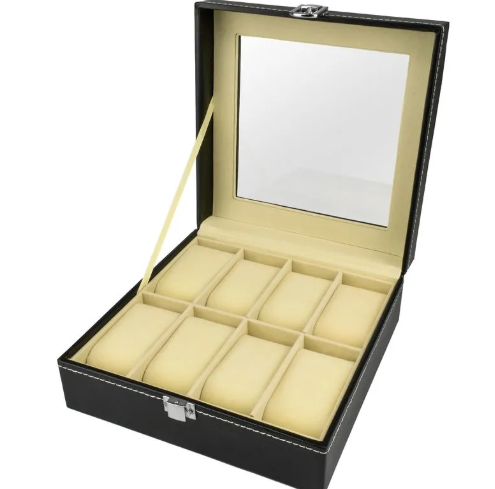 Estojo para 8 Relógios em Couro Ecológico no Atacado - Organizador de Relógios Luxo | Relógios Para Revender Estojo para 8 Relógios em Couro Ecológico no Atacado – Organizador de Relógios Luxo