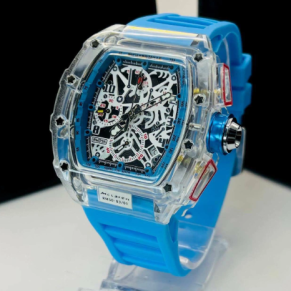 Relógio Masculino Richard Mille Linha Diamante RM Azul + Caixa no Atacado