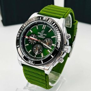 Maior Fornecedor De Relógios No Atacado e Dropshipping | Relógios Para Revender Relógio Masculino Breitling Linha Diamante Ancor Verde – Pulseira de Borracha no Atacado