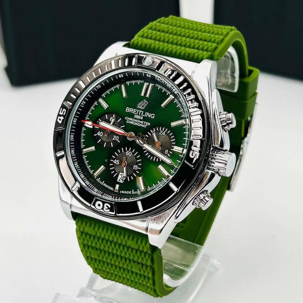 Relógio Masculino Breitling Linha Diamante Ancor Verde - Pulseira de Borracha no Atacado | Relógios Para Revender Relógio Masculino Breitling Linha Diamante Ancor Verde – Pulseira de Borracha no Atacado