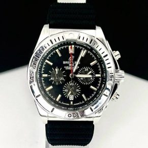 Maior Fornecedor De Relógios No Atacado e Dropshipping | Relógios Para Revender Relógio Masculino Breitling Linha Diamante Ancor Prata – Pulseira de Borracha no Atacado