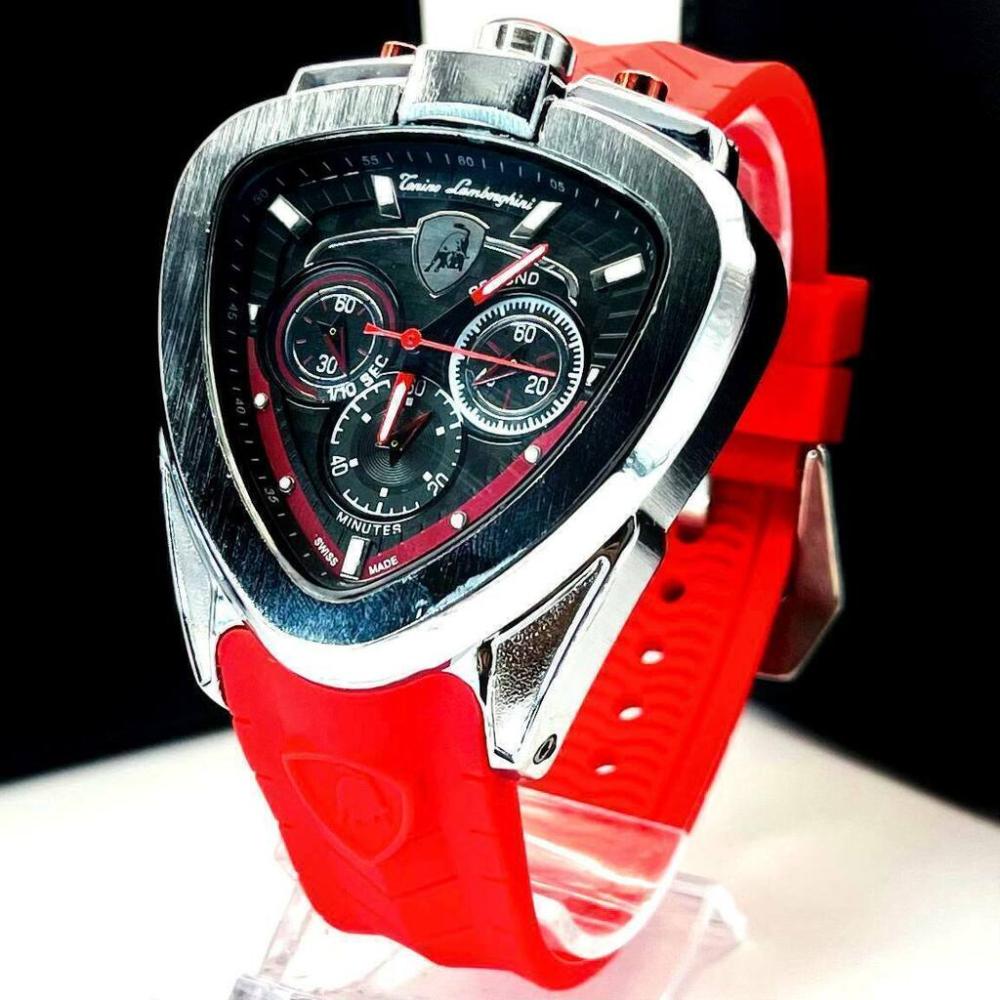 Relógio Masculino Canino 100% Funcional Prata, Preto e Vermelho - Pulseira de Borracha no Atacado | Relógios Para Revender Relógio Masculino Canino 100% Funcional Prata, Preto e Vermelho - Pulseira de Borracha no Atacado