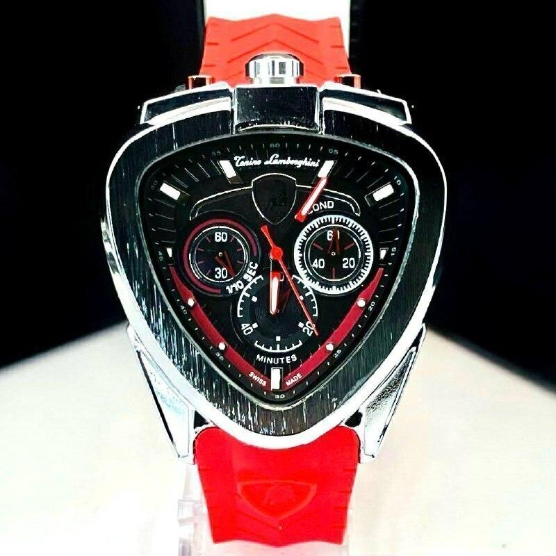 Relógio Masculino Canino 100% Funcional Prata, Preto e Vermelho - Pulseira de Borracha no Atacado | Relógios Para Revender Relógio Masculino Canino 100% Funcional Prata, Preto e Vermelho - Pulseira de Borracha no Atacado