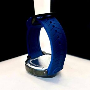 Relógio Masculino Canino 100% Funcional Preto e Azul – Pulseira de Borracha no Atacado