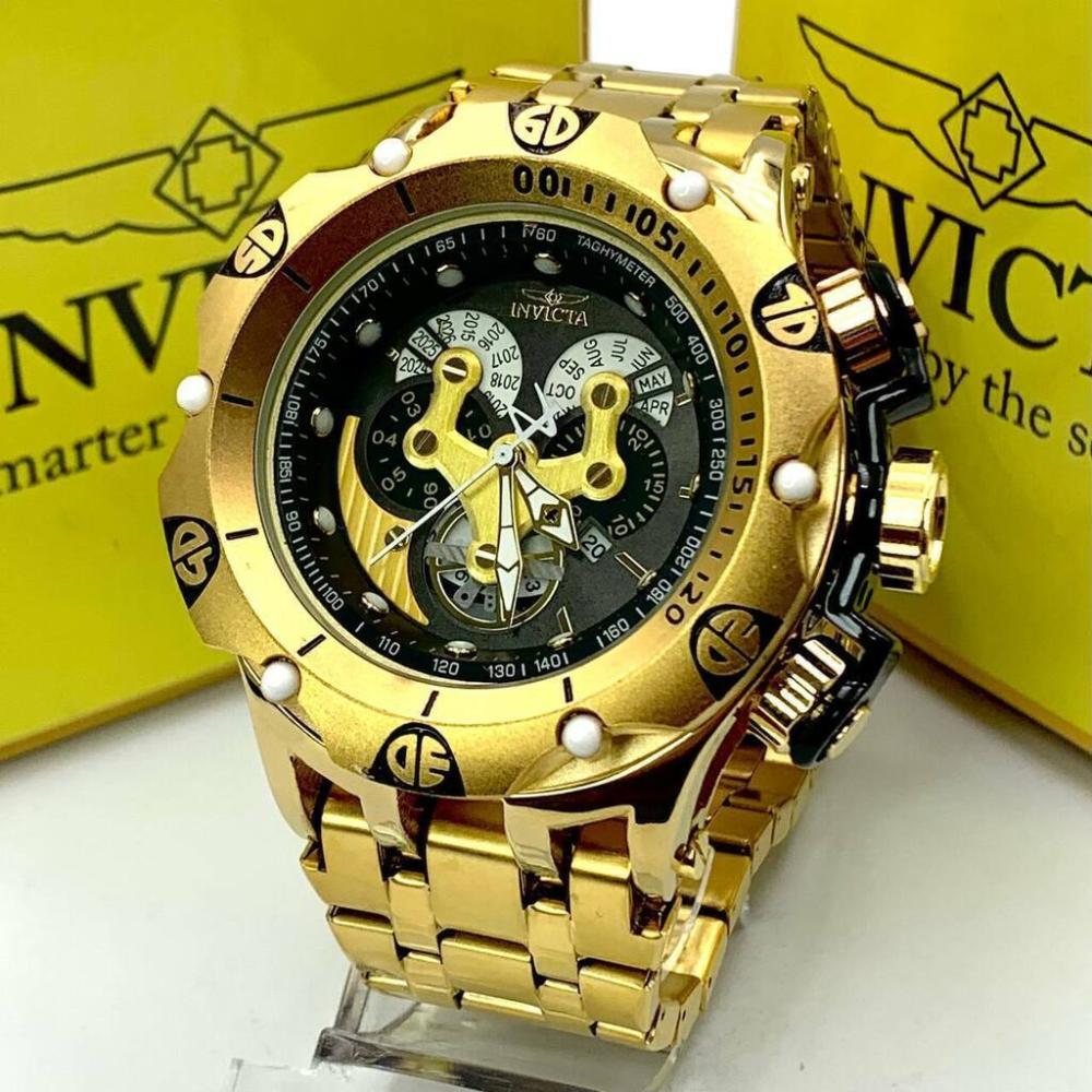 Relógio Invicta 1ª Linha Hybrid Iron Man Dourado e Preto - Pulseira de Aço + Caixa | Relógios Para Revender Relógio Invicta 1ª Linha Hybrid Iron Man Dourado e Preto – Pulseira de Aço + Caixa