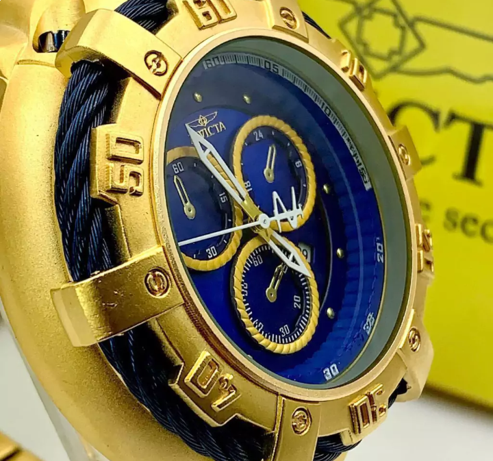 Relógio Invicta Thunderbolt Dourado com Azul - À Prova D’Água + Caixa | Relógios Para Revender Relógio Invicta Thunderbolt Dourado com Azul – À Prova D’Água + Caixa
