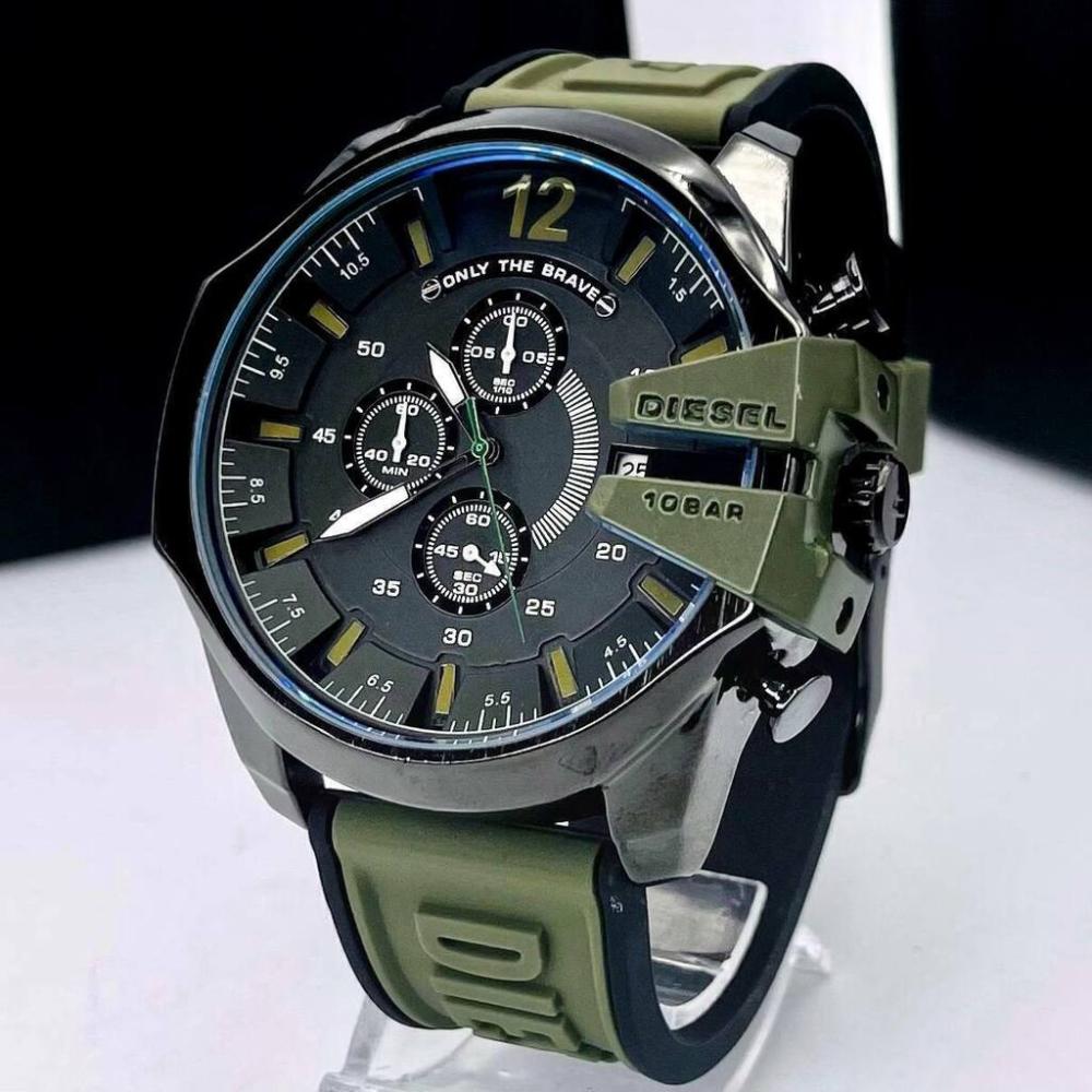 Relógio Diesel Funcional 10 BAR Preto e Verde no Atacado - Pulseira de Borracha | Relógios Para Revender Relógio Diesel Funcional 10 BAR Preto e Verde no Atacado – Pulseira de Borracha