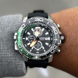 Relógio Citizen Promaster Preto com Verde No Atacado - Pulseira de Borracha